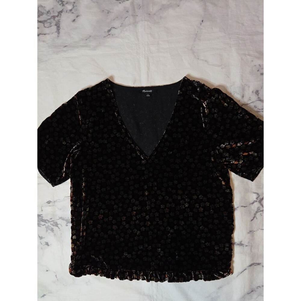 Madewell Velvet Tulip-Sleeve Top In Petite Blooms